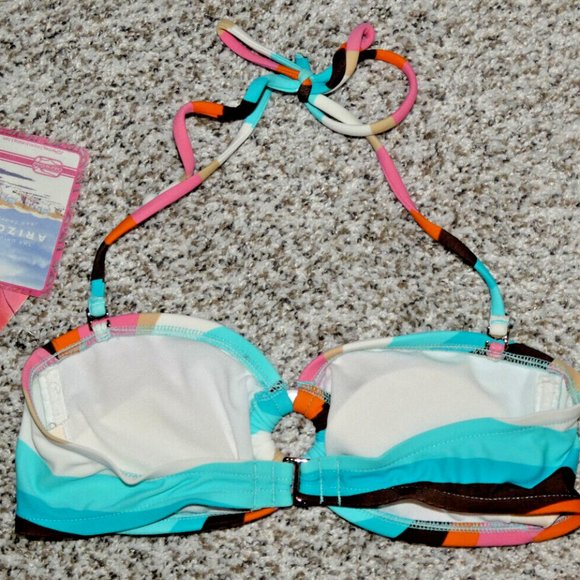 Colorful Bandeau Bikini Top Bathing suit Swimwear Arizona Removable Pads Size S - Picture 3 of 7